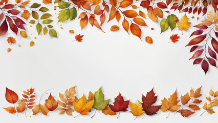 Autumn Leaf Banner Template on White Background - obrazy, fototapety, plakaty