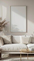 mock up poster frame in modern interior background, living room, Contemporary style, Living room wall poster mockup. Modern interior design.