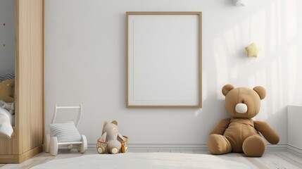 mock up poster frame in modern interior background, living room, Contemporary style, Living room wall poster mockup. Modern interior design.