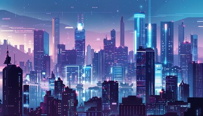 Transform a futuristic cityscape into a sleek vector graphic masterpiece, highlighting sleek lines and geometric shapes in a photorealistic style