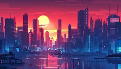 Fototapeta na wymiar Transform a futuristic cityscape into a sleek vector graphic masterpiece, highlighting sleek lines and geometric shapes in a photorealistic style