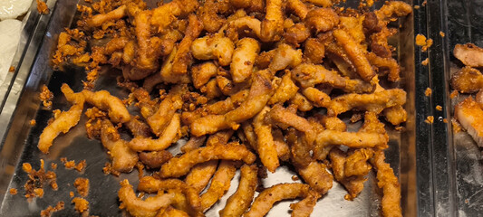 Fried pork in a tray