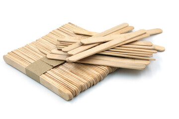 Popsicle sticks for crafts are on a white background.