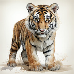 Obraz premium Watercolor South China tiger, clipart Illustration, Generative Ai
