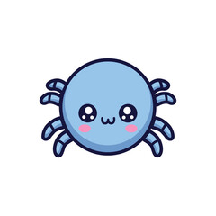cute kawaii spider cartoon character vector illustration template design