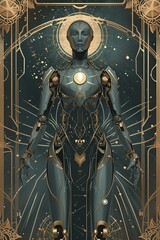 Hyperrion Aegis robot with tarot deck 🤖🔮 Unveiling futuristic insights with mechanized mysticism #RoboticDivination