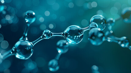 Molecular Structure in Detail with Blue Light - 3D Scientific Illustration - obrazy, fototapety, plakaty