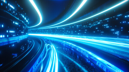 Fototapeta na wymiar high speed light trails abstract background, futuristic cyber tech wallpaper 