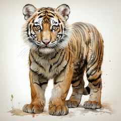 Obraz premium Watercolor South China tiger, clipart Illustration, Generative Ai