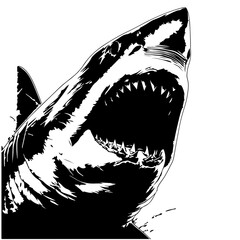 Large shark head open mouth - obrazy, fototapety, plakaty