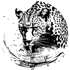 Leopard stealthily approaching a water source