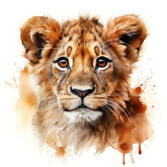 Watercolor Southern African Lion, clipart Illustration, Generative Ai