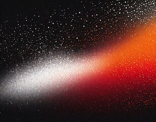 Color gradient grainy background, red orange white illuminated spots on black, noise texture effect - Powered by Adobe