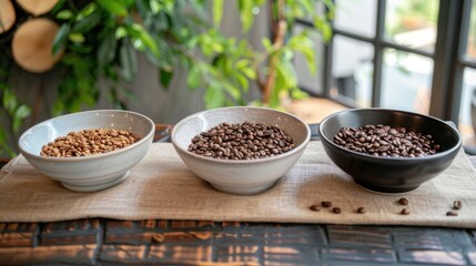 different Type of coffee beans on the table ​