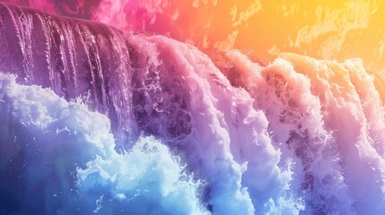 digital artwork showcasing the vibrant colors and textures of shampoo foam as it cascades down a waterfall​