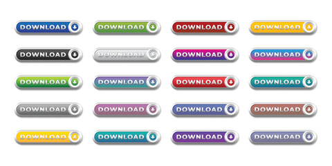 Download web button icons colorful buttons Vector illustration