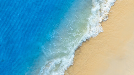 Top view of background for summer vacation concept. Nature of the beach and sea, summer with...