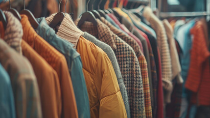 Second-Hand Clothing Store, Sustainable Clothing on Display