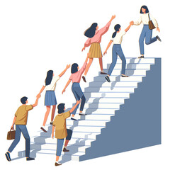 Businessman stepping up the stairs carrying brief case concept