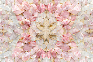 Intricate Mosaic-Inspired Pattern in Blush Pink and Lustrous Gold