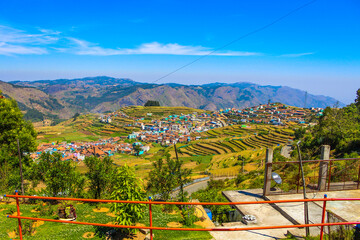 Scenic Poomparai a village near Kodaikanal tourist hill station. It is small, tiny village with a mix of fine valley views, terraced farms, and small houses. Tamilnadu, south India, India. 