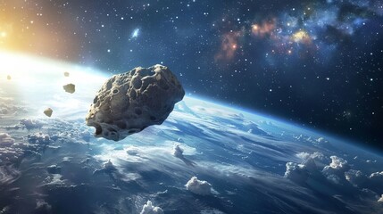 the concept of national asteroid day, with copy space