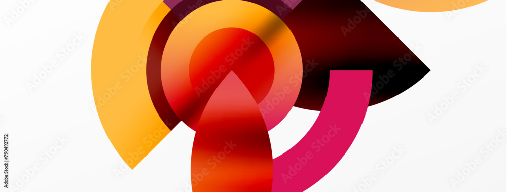 Poster A vibrant carmine logo with a symmetrical arrow pointing right surrounded by a circular pattern. Closeup details reveal tints and shades in the artful design