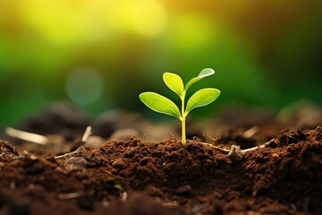 A green seedling emerges from the soil, symbolizing new life and growth. Generative AI