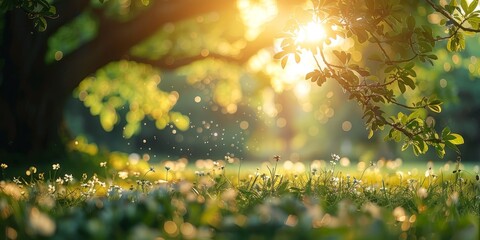 Sun Shines Through Leaves of Tree. Generative AI
