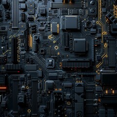 Fototapeta premium The futuristic devices cause the computer systems to crash in a close-up shot with a dark and eerie technological theme.