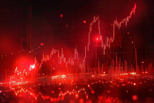 A declining trend shown on a stock graph demonstrates a decrease in the value of stocks over time. Generated by AI.