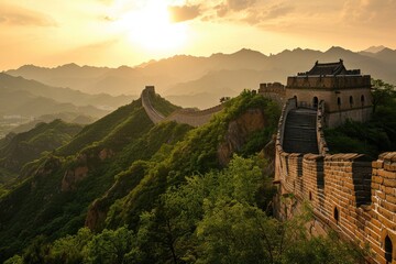 A panoramic view of the Great Wall of China, AI generated