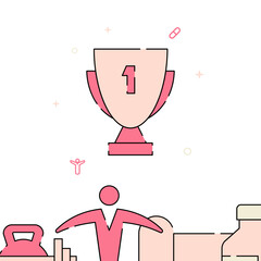 Winner Cup filled line vector icon, simple illustration, related bottom border.