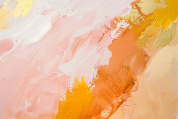 Colorful oil paint , flat , white background. A painted background. Light pink and amber,...