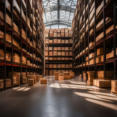 a large warehouse with boxes