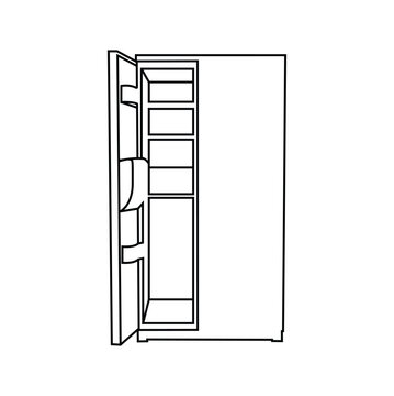 recommend clip art: ne single line drawing of luxury two door refrigerator home appliance. New classic grey cooler icebox frig with Illustration style doodle and line art