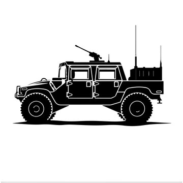 black humvee silhouette, military vehicle clip art preview