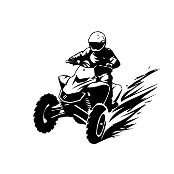 black and white atv rider clip art preview