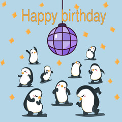 Dancing penguins at a party.