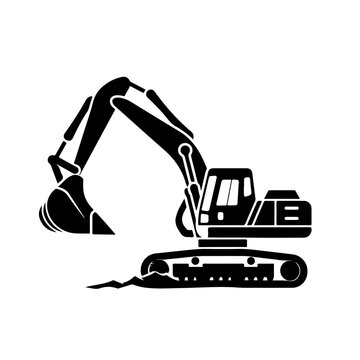 black excavator digging ground clip art preview