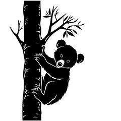 Bear cub climbing tree