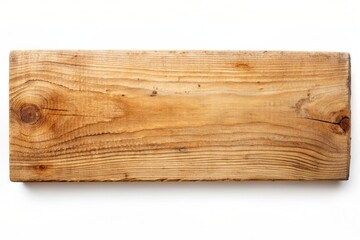 old wooden board, rough wooden plank cut out isolated white background