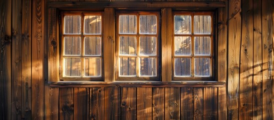 A wooden cabin's window