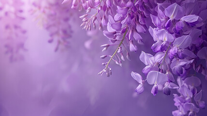 A serene composition of translucent layers in shades of wisteria purple and soft lilac, creating a minimalist background that whispers of the delicate beauty of early summer blooms - obrazy, fototapety, plakaty