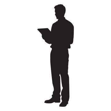 recommend clip art: Business man stand with stylish pose silhouette