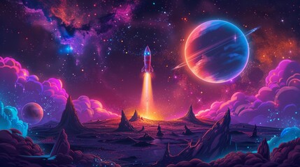 Background materials: Illustrations of Cosmic Planets and Aerospace Themes