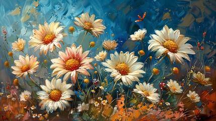 Beautiful floral background. Colorful flowers. Oil painting. Abstract art background.