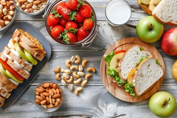 Visually Appealing Assortment of Beach-Friendly Snacks for a Healthy and Delicious Outdoor Experience