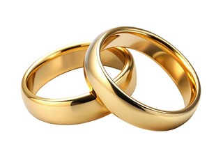 wedding rings on white, two golden wedding rings cut out, isolated white background