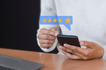 Excellent business rating customer service Rating service experiences on online applications, satisfaction survey concepts, service users